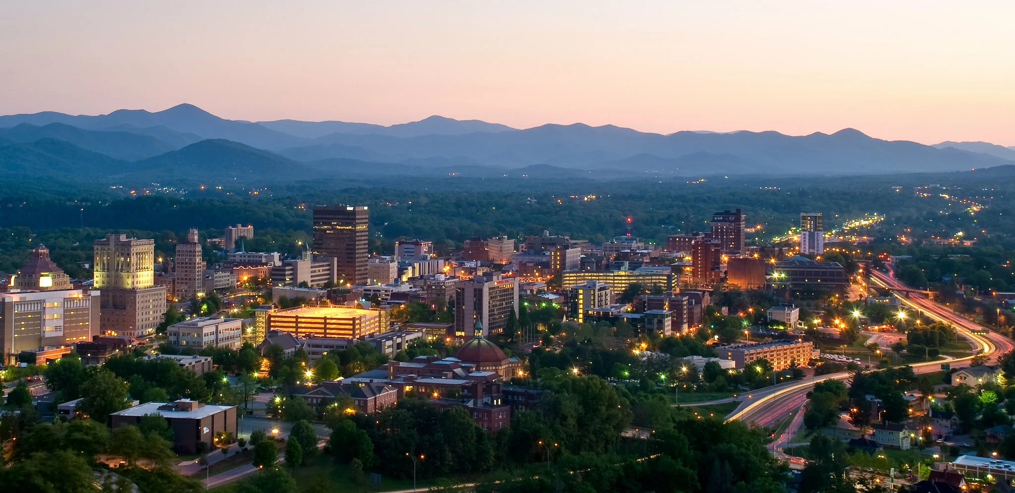 Skyline view of Asheville, NC