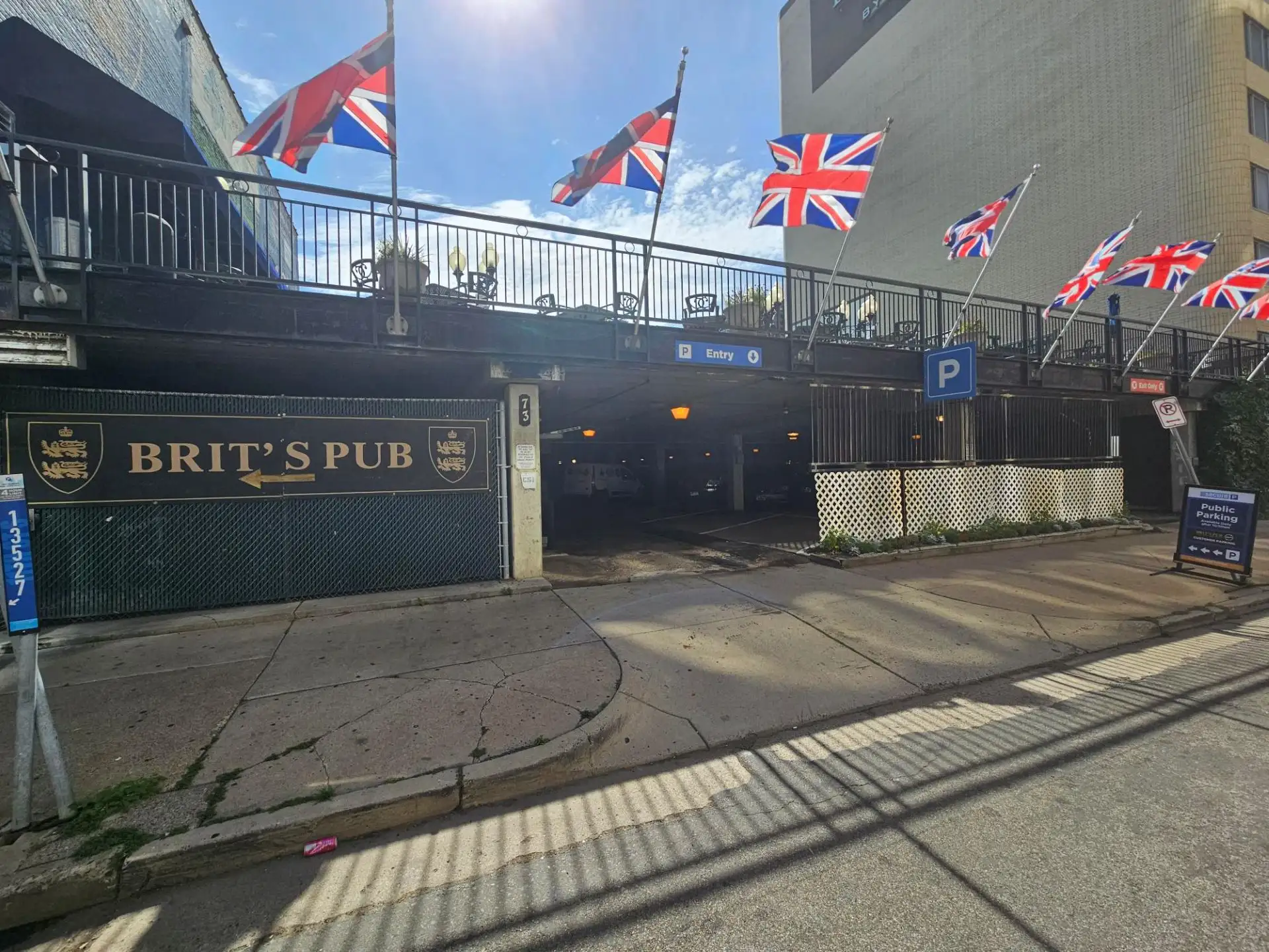Brit's Pub Parking Ramp entrance in Minneapolis, MN - Run by Secure Parking USA