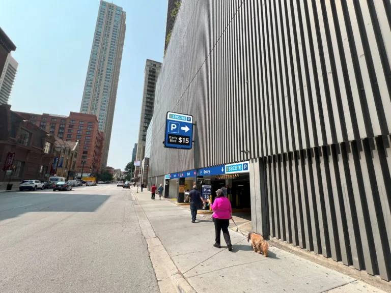 10 E Ontario parking garage entrance Chicago commercial parking asset management